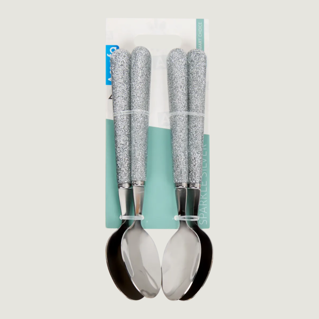 Silverglittrande teskedar - 4pack
