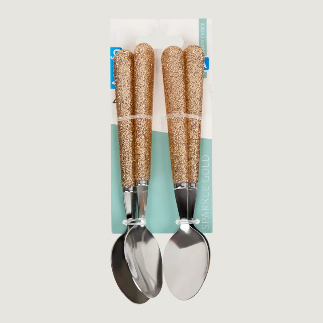 Guldglittrande teskedar - 4pack