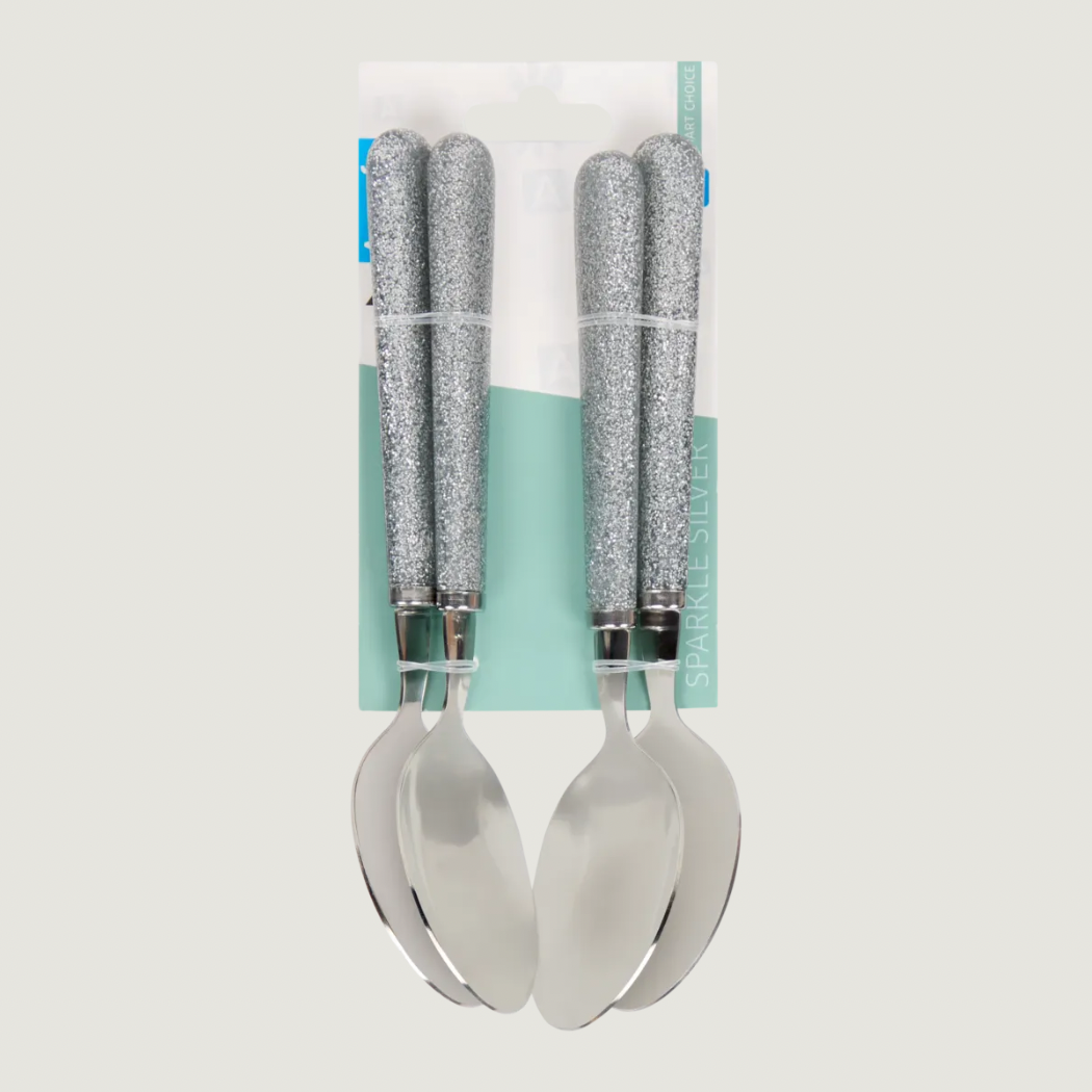 Silverglittrande skedar - 4pack