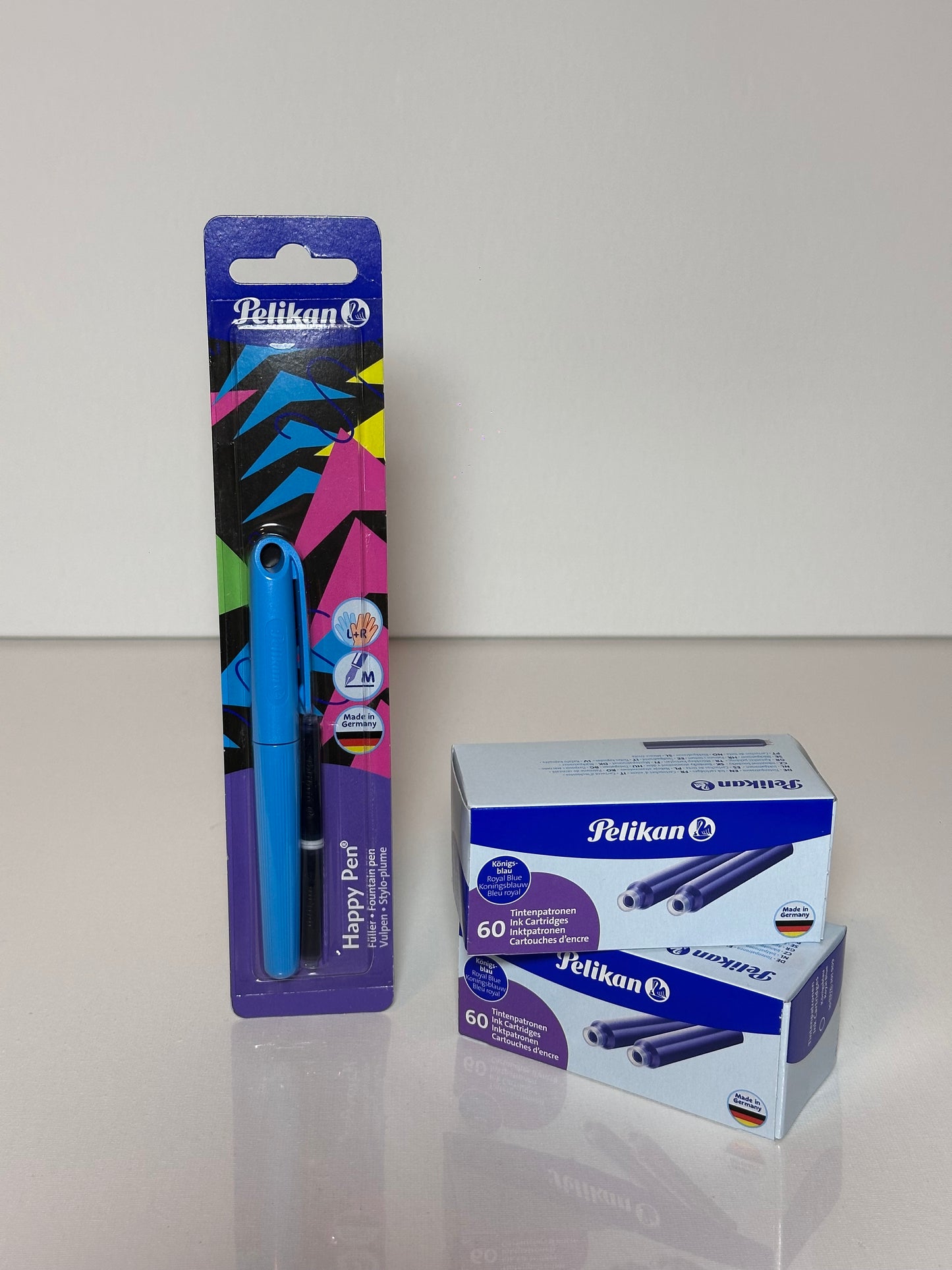 Reservoarpenna Pelikan Happy Pen + 2x 60 pack bläckpatroner