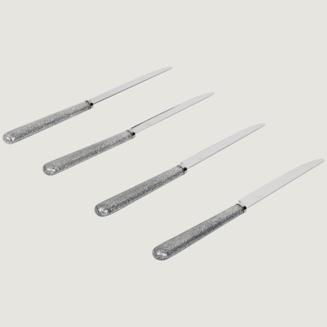 Silverglittrande knivar - 4pack