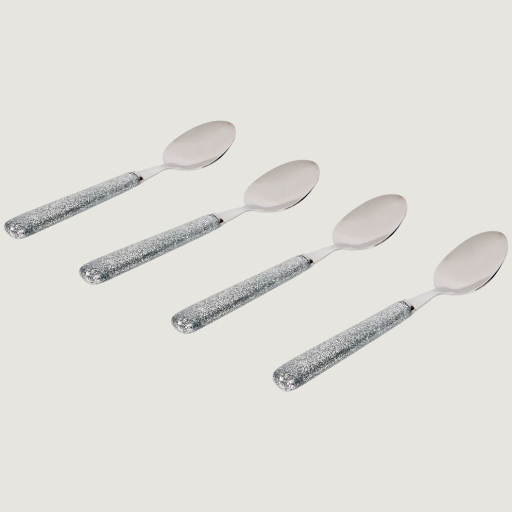 Silverglittrande teskedar - 4pack