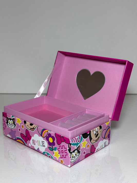 Smyckeskrin med spegel - Minnie Mouse Disney OBS!!! Liten skada på kant – se bilder noggrant.