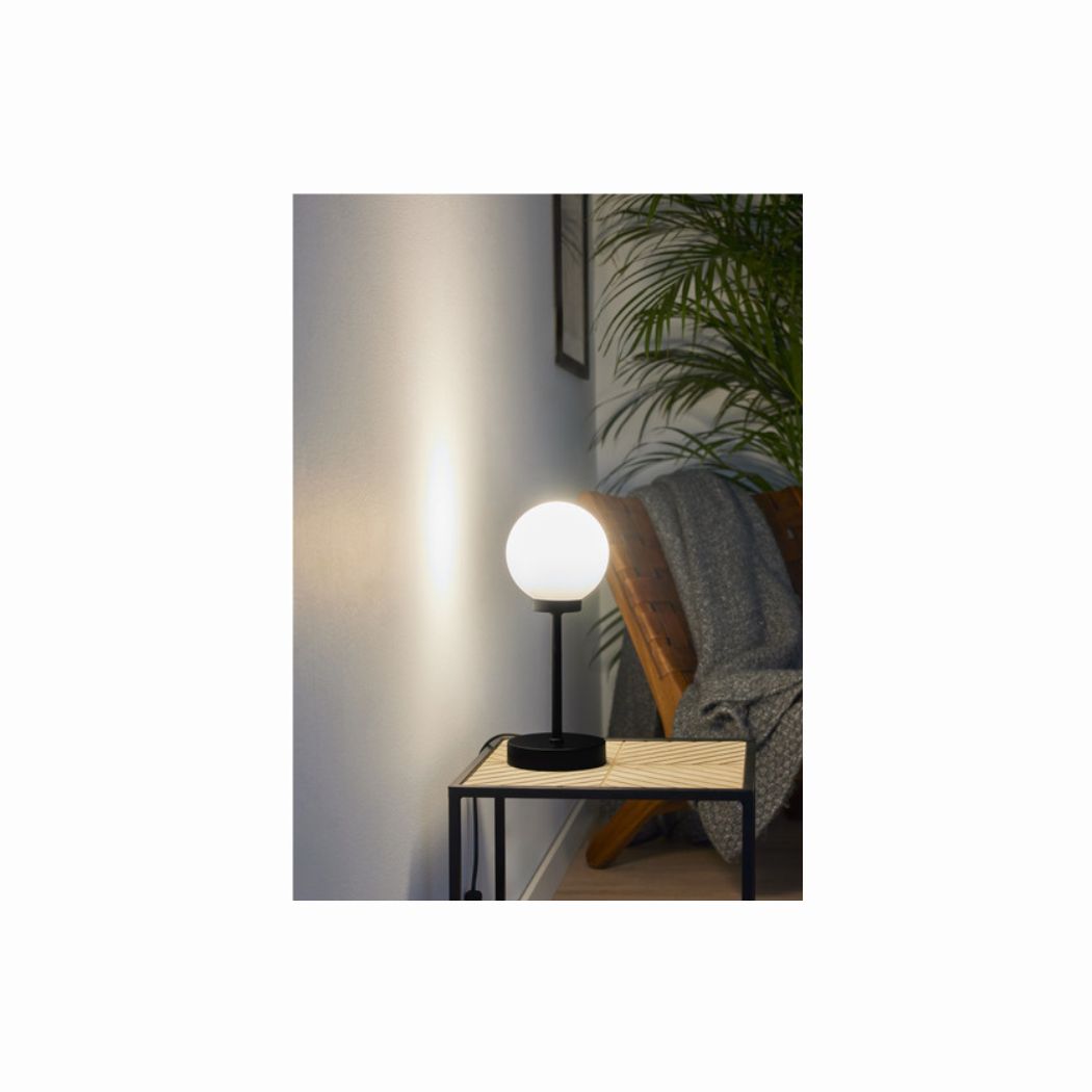 Stor LED-bordslampa med rund svart glaskupa (32 cm) - LIVARNO home